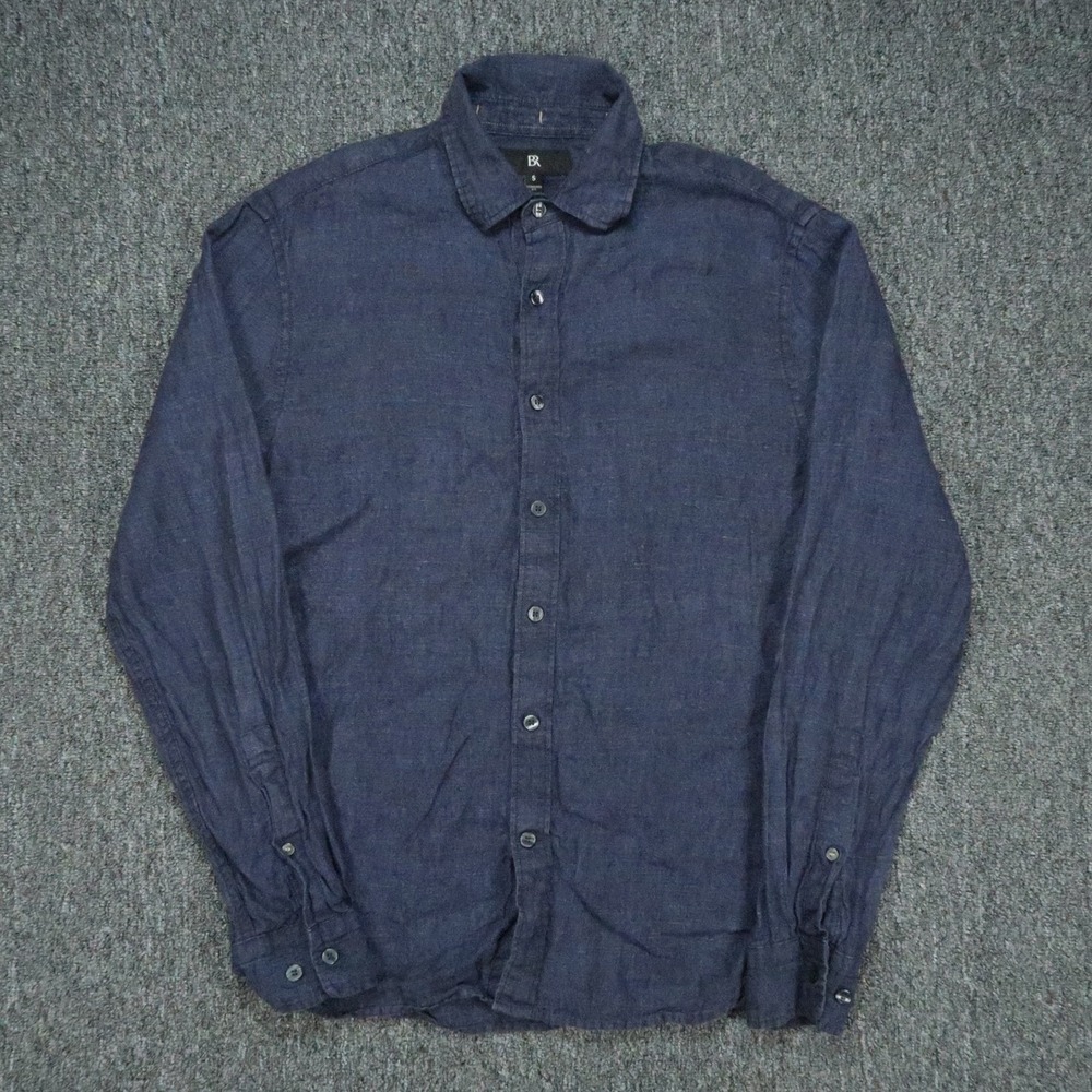 Banana Republic Shirt Mens Small Blue Linen Long Sleeve Button Up Standard Fit